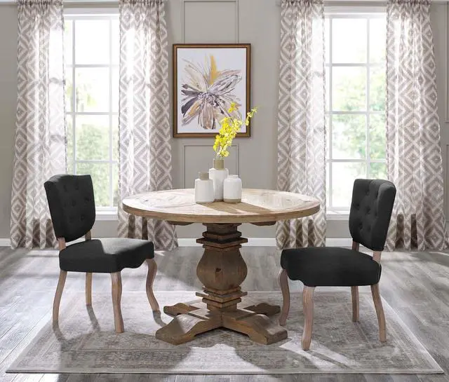 Alt view image 4 of 4 - Column 47" Round Pine Wood Dining Table Brown EEI-3491-BRN