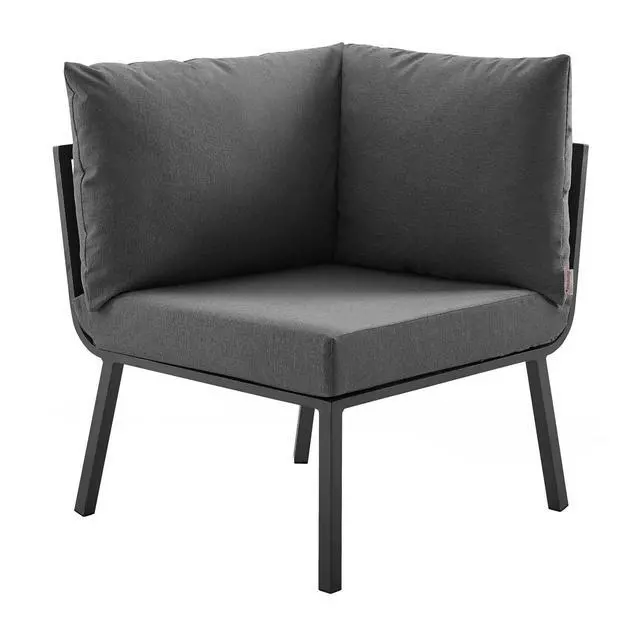 Alt view image 8 of 13 - Riverside Outdoor Patio Aluminum Corner Chair Gray Charcoal