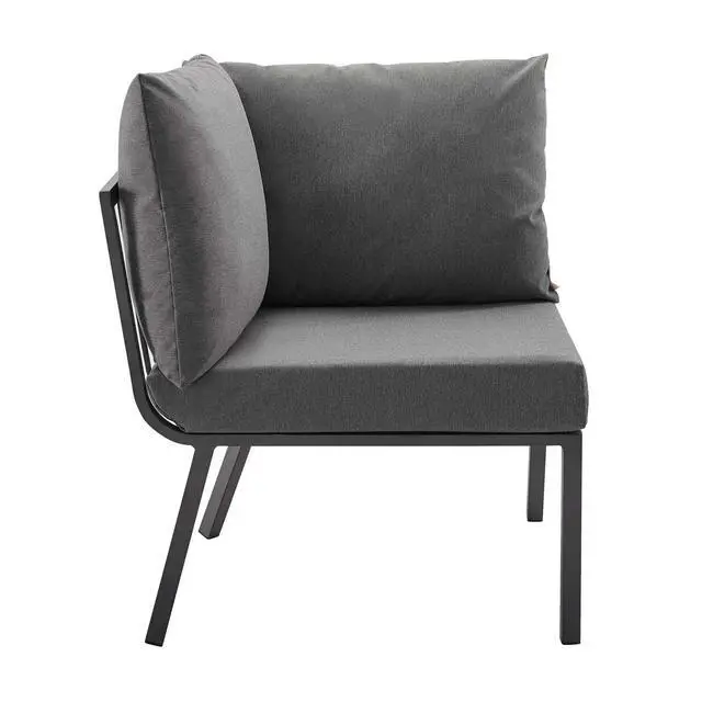 Alt view image 10 of 13 - Riverside Outdoor Patio Aluminum Corner Chair Gray Charcoal