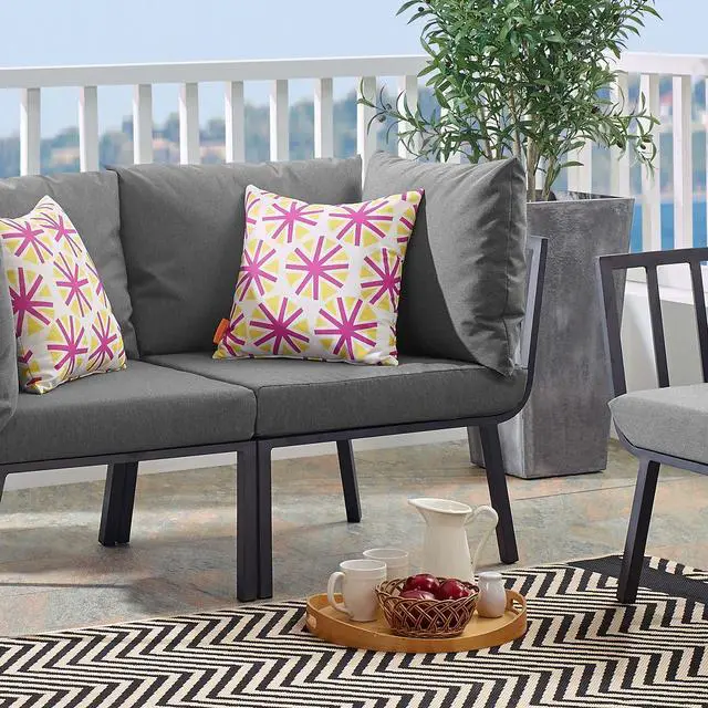 Alt view image 13 of 13 - Riverside Outdoor Patio Aluminum Corner Chair Gray Charcoal