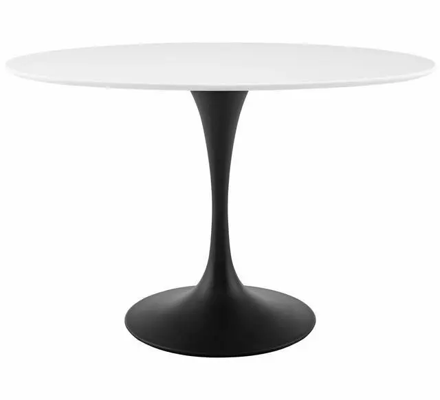 Main image of Lippa 48" Oval Wood Top Dining Table Black White EEI-3517-BLK-WHI