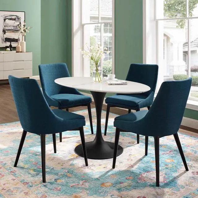 Alt view image 3 of 3 - Lippa 48" Oval Wood Top Dining Table Black White EEI-3517-BLK-WHI