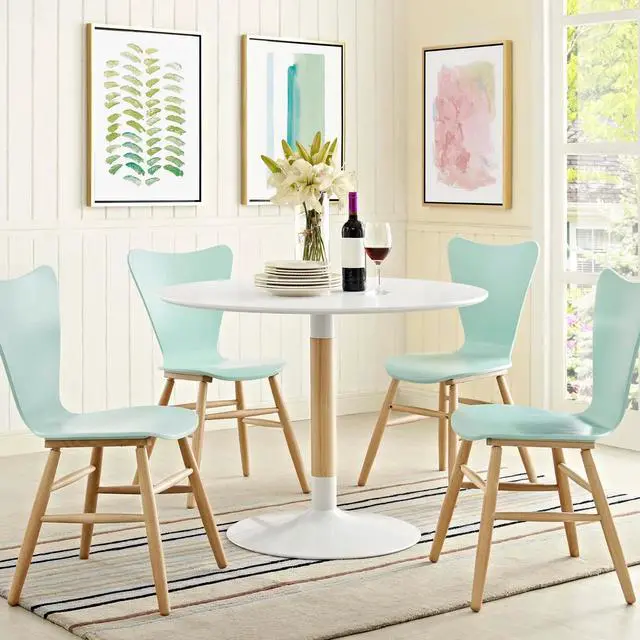 Alt view image 4 of 4 - Whirl Round Dining Table White EEI-2666-WHI-SET
