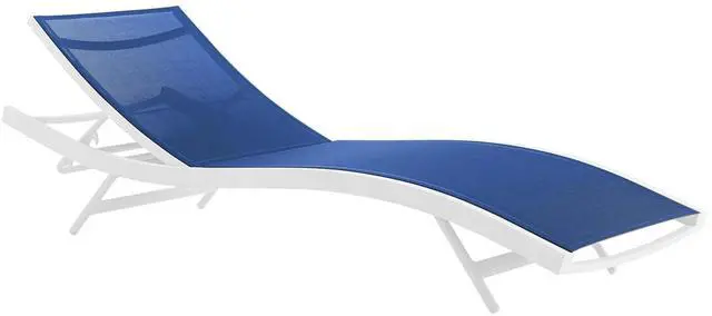 Alt view image 2 of 7 - Glimpse Outdoor Patio Mesh Chaise Lounge Chair White Navy EEI-3300-WHI-NAV