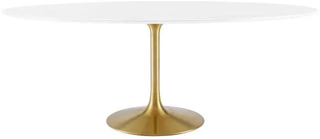 Main image of Lippa 78" Oval Wood Dining Table Gold White EEI-3255-GLD-WHI