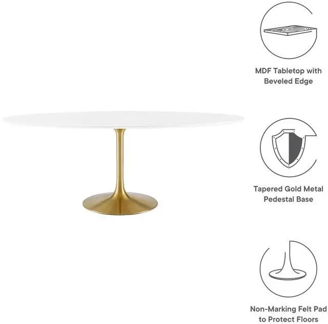 Alt view image 4 of 7 - Lippa 78" Oval Wood Dining Table Gold White EEI-3255-GLD-WHI