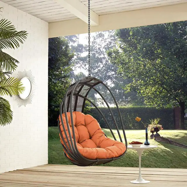 Alt view image 3 of 3 - Whisk Outdoor Patio Swing Chair Without Stand Orange EEI-2656-ORA-SET