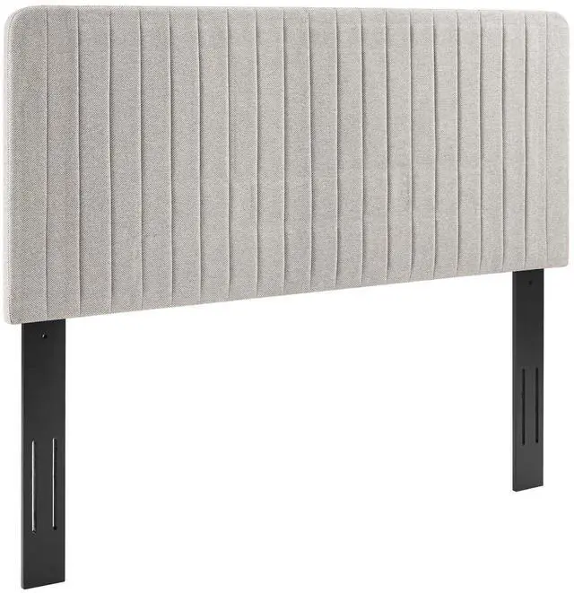 Main image of Milenna Channel Tufted Upholstered Fabric King/California King Headboard Oatmeal MOD-6342-OAT