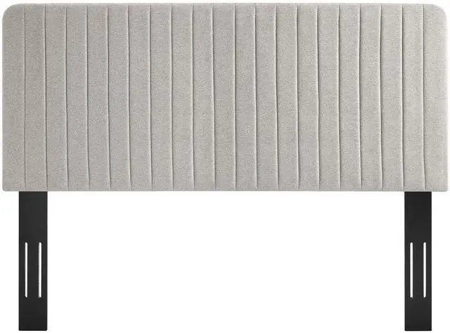 Alt view image 4 of 7 - Milenna Channel Tufted Upholstered Fabric King/California King Headboard Oatmeal MOD-6342-OAT