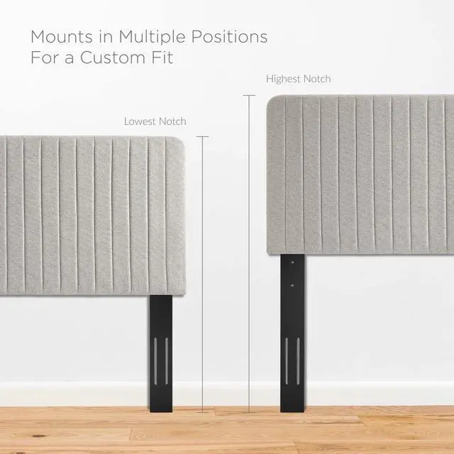 Alt view image 6 of 7 - Milenna Channel Tufted Upholstered Fabric King/California King Headboard Oatmeal MOD-6342-OAT
