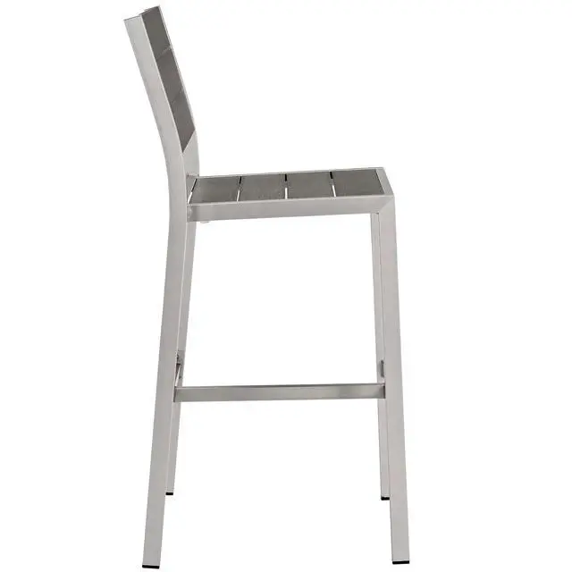 Alt view image 3 of 7 - Shore 3 Piece Outdoor Patio Aluminum Pub Set Silver Gray EEI-3158-SLV-GRY-SET