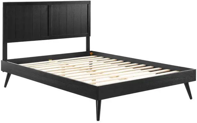 Alt view image 2 of 7 - Alana Full Wood Platform Bed With Splayed Legs Black MOD-6619-BLK
