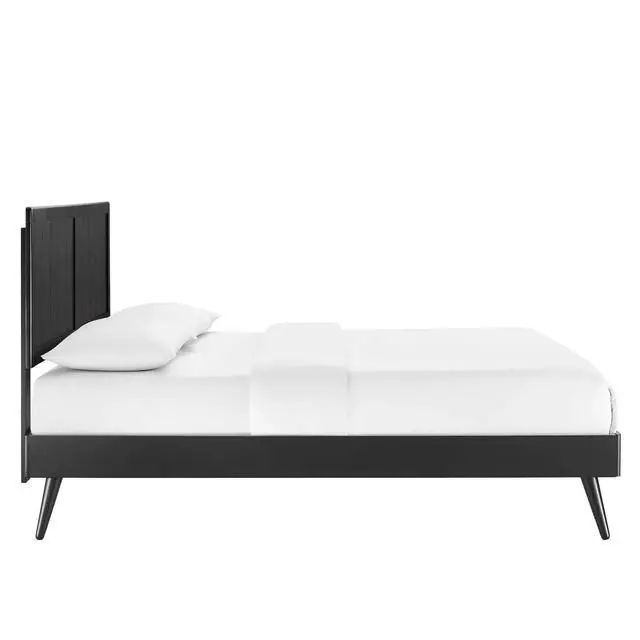Alt view image 3 of 7 - Alana Full Wood Platform Bed With Splayed Legs Black MOD-6619-BLK
