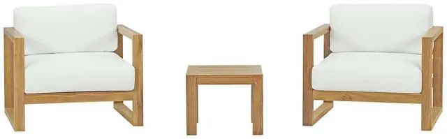 Main image of Upland 3 Piece Outdoor Patio Teak Set Natural White EEI-3119-NAT-WHI-SET