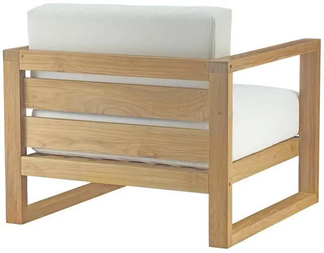 Alt view image 4 of 7 - Upland 3 Piece Outdoor Patio Teak Set Natural White EEI-3119-NAT-WHI-SET