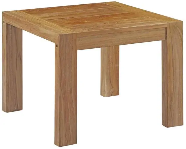 Alt view image 5 of 7 - Upland 3 Piece Outdoor Patio Teak Set Natural White EEI-3119-NAT-WHI-SET