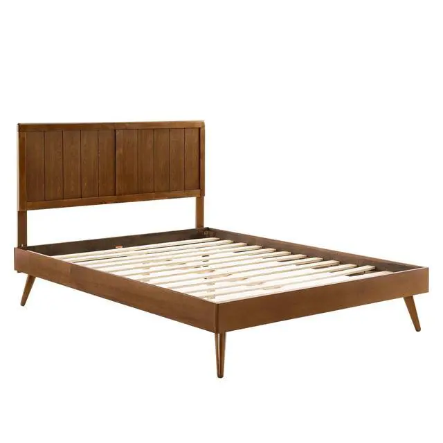 Alt view image 2 of 7 - Alana Twin Wood Platform Bed With Splayed Legs Walnut MOD-6621-WAL