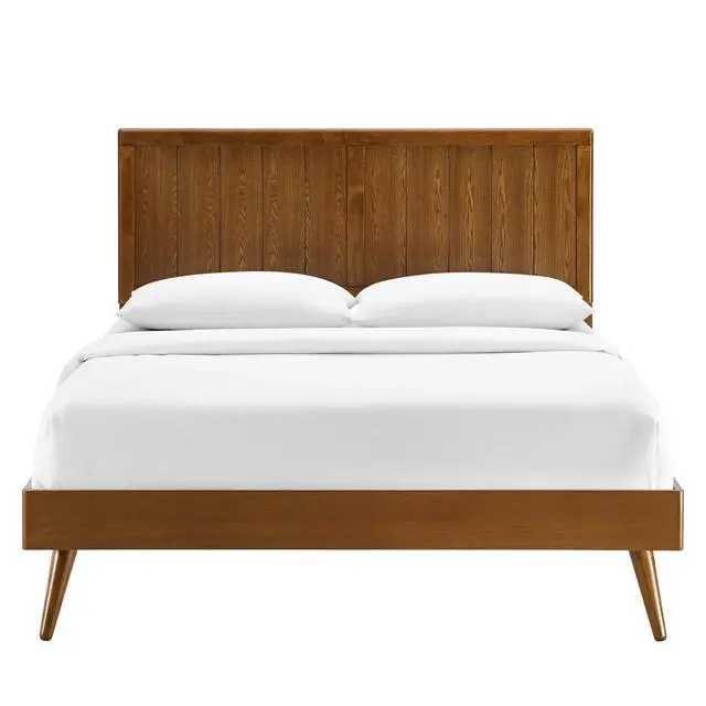 Alt view image 4 of 7 - Alana Twin Wood Platform Bed With Splayed Legs Walnut MOD-6621-WAL