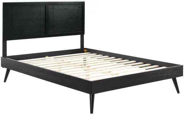 Alt view image 2 of 7 - Marlee Queen Wood Platform Bed With Splayed Legs Black MOD-6382-BLK