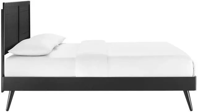 Alt view image 3 of 7 - Marlee Queen Wood Platform Bed With Splayed Legs Black MOD-6382-BLK