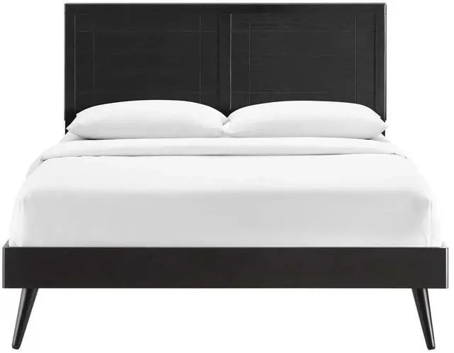 Alt view image 4 of 7 - Marlee Queen Wood Platform Bed With Splayed Legs Black MOD-6382-BLK