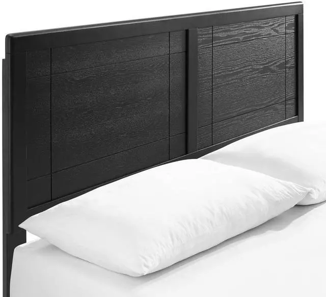 Alt view image 5 of 7 - Marlee Queen Wood Platform Bed With Splayed Legs Black MOD-6382-BLK
