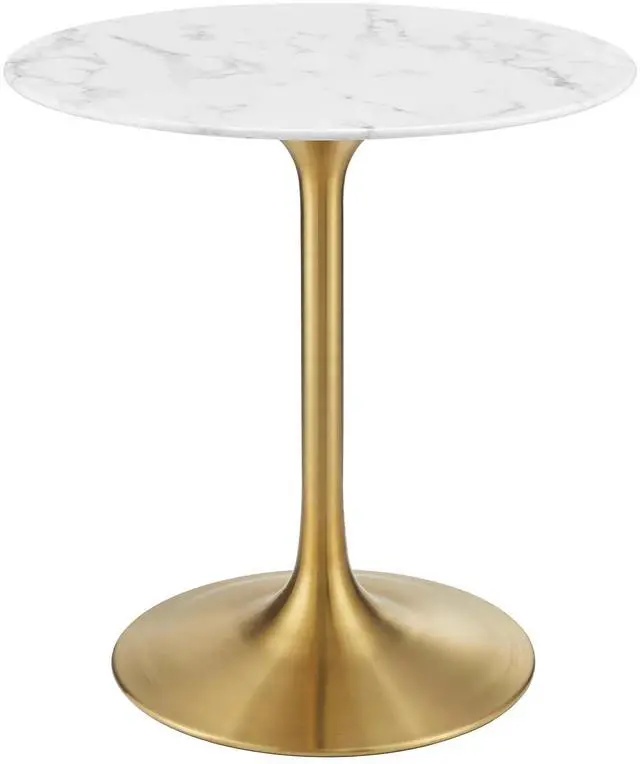 Main image of Lippa 28" Round Artificial Marble Dining Table Gold White EEI-3213-GLD-WHI