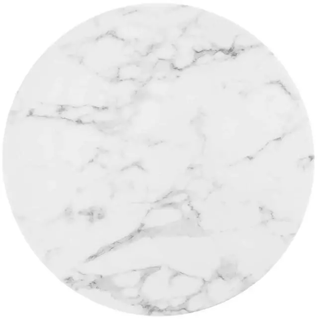 Alt view image 2 of 7 - Lippa 28" Round Artificial Marble Dining Table Gold White EEI-3213-GLD-WHI