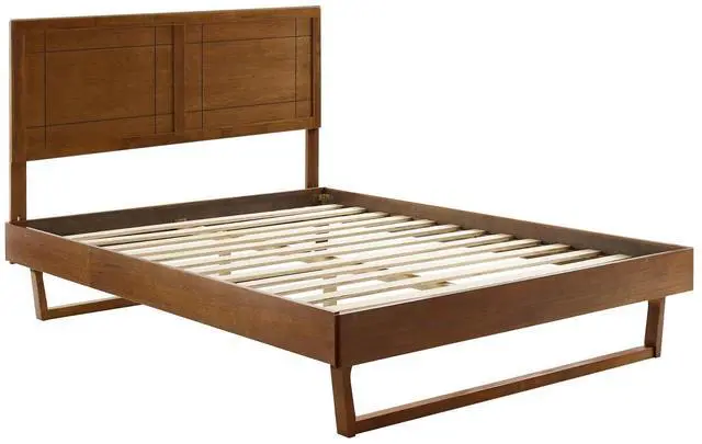 Alt view image 2 of 7 - Marlee Queen Wood Platform Bed With Angular Frame Walnut MOD-6381-WAL