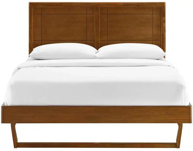 Alt view image 4 of 7 - Marlee Queen Wood Platform Bed With Angular Frame Walnut MOD-6381-WAL