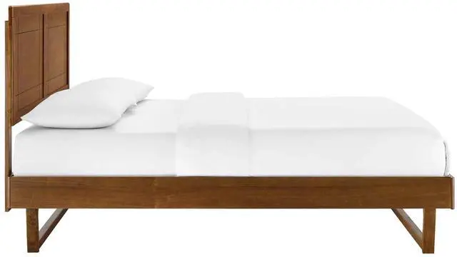 Alt view image 3 of 7 - Marlee Queen Wood Platform Bed With Angular Frame Walnut MOD-6381-WAL