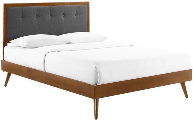 Main image of Willow Queen Wood Platform Bed With Splayed Legs Walnut Charcoal MOD-6385-WAL-CHA