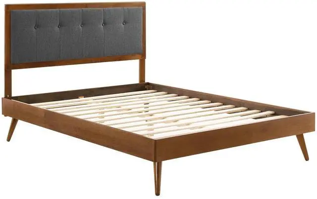 Alt view image 2 of 7 - Willow Queen Wood Platform Bed With Splayed Legs Walnut Charcoal MOD-6385-WAL-CHA