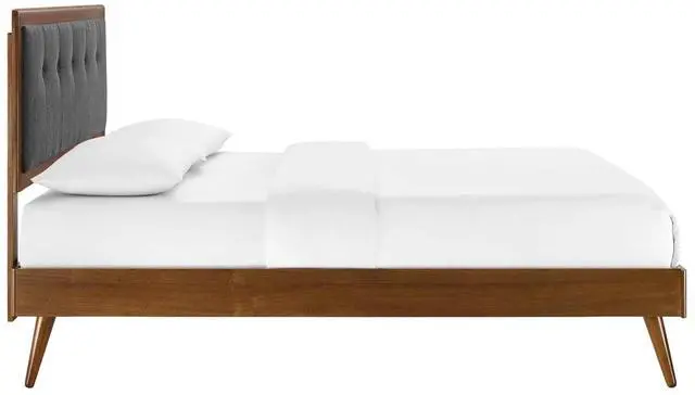 Alt view image 3 of 7 - Willow Queen Wood Platform Bed With Splayed Legs Walnut Charcoal MOD-6385-WAL-CHA