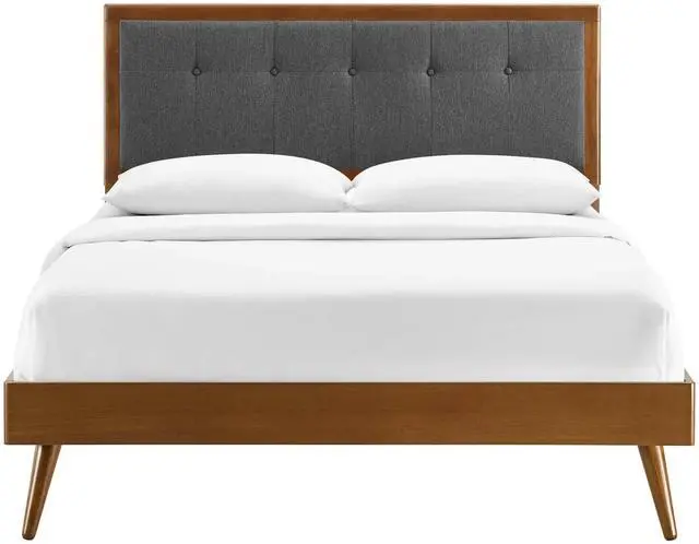 Alt view image 4 of 7 - Willow Queen Wood Platform Bed With Splayed Legs Walnut Charcoal MOD-6385-WAL-CHA