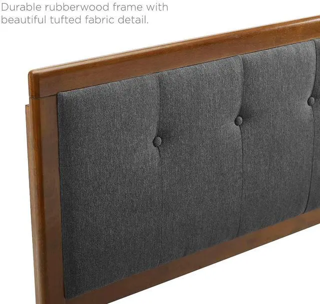 Alt view image 7 of 7 - Willow Queen Wood Platform Bed With Splayed Legs Walnut Charcoal MOD-6385-WAL-CHA