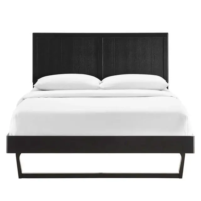 Alt view image 4 of 7 - Alana Full Wood Platform Bed With Angular Frame Black MOD-6616-BLK