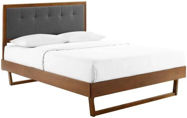 Main image of Willow Queen Wood Platform Bed With Angular Frame Walnut Charcoal MOD-6384-WAL-CHA