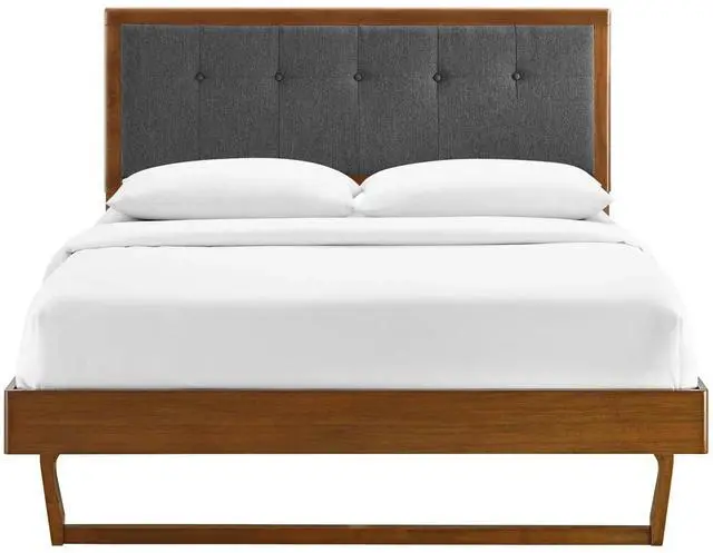 Alt view image 4 of 7 - Willow Queen Wood Platform Bed With Angular Frame Walnut Charcoal MOD-6384-WAL-CHA