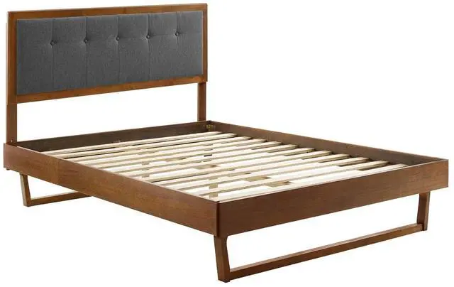Alt view image 2 of 7 - Willow Queen Wood Platform Bed With Angular Frame Walnut Charcoal MOD-6384-WAL-CHA