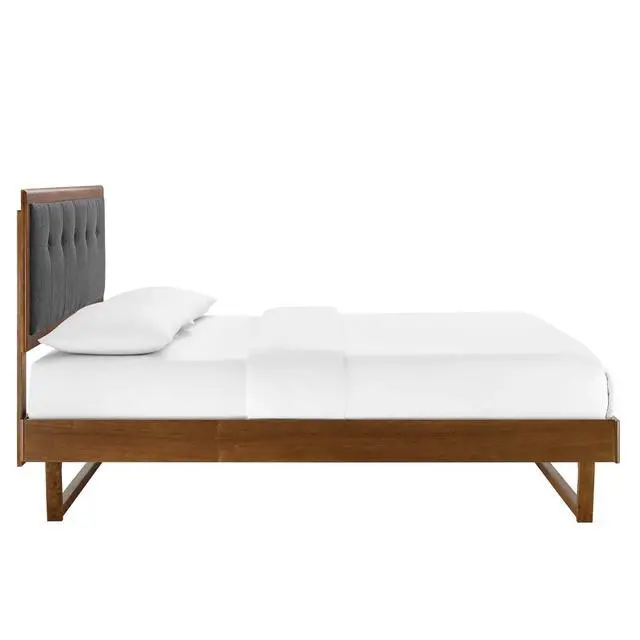 Alt view image 3 of 7 - Willow Queen Wood Platform Bed With Angular Frame Walnut Charcoal MOD-6384-WAL-CHA