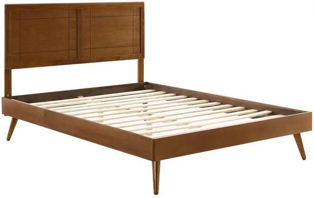 Alt view image 2 of 7 - Marlee Full Wood Platform Bed With Splayed Legs Walnut MOD-6628-WAL