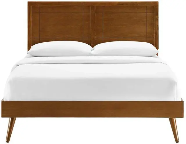 Alt view image 4 of 7 - Marlee Full Wood Platform Bed With Splayed Legs Walnut MOD-6628-WAL