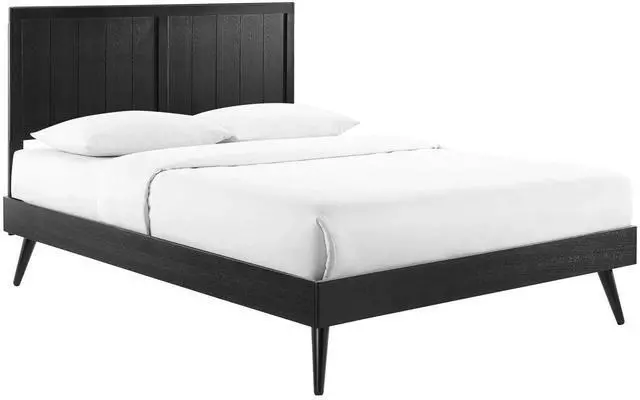 Main image of Alana Queen Wood Platform Bed With Splayed Legs Black MOD-6379-BLK