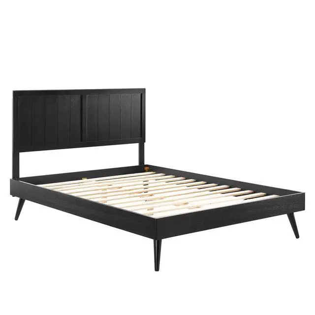 Alt view image 2 of 7 - Alana Queen Wood Platform Bed With Splayed Legs Black MOD-6379-BLK