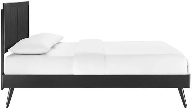 Alt view image 3 of 7 - Alana Queen Wood Platform Bed With Splayed Legs Black MOD-6379-BLK