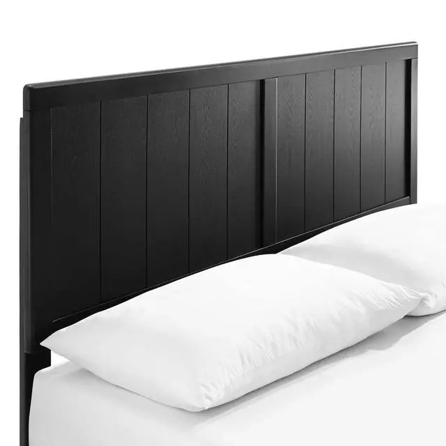Alt view image 5 of 7 - Alana Queen Wood Platform Bed With Splayed Legs Black MOD-6379-BLK