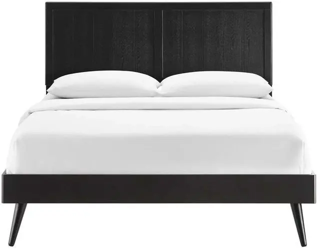 Alt view image 4 of 7 - Alana Queen Wood Platform Bed With Splayed Legs Black MOD-6379-BLK