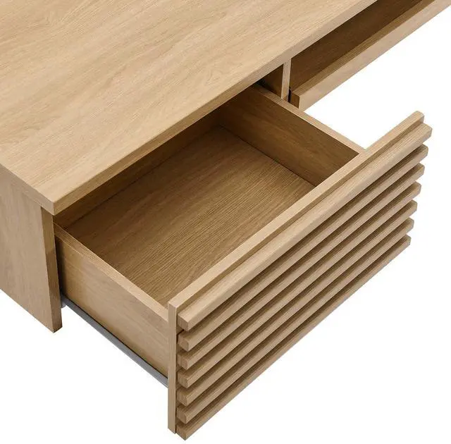 Alt view image 4 of 7 - Render Wall Mount Wood Office Desk Oak EEI-5865-OAK