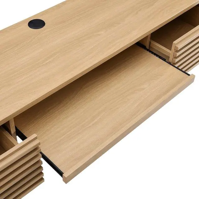 Alt view image 5 of 7 - Render Wall Mount Wood Office Desk Oak EEI-5865-OAK